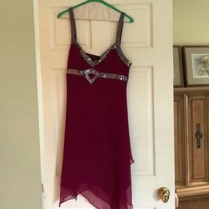 Maroon, mid length dress